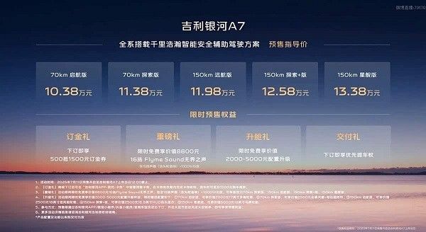 吉利银河A7开启预售落地价格参数配置油耗续航