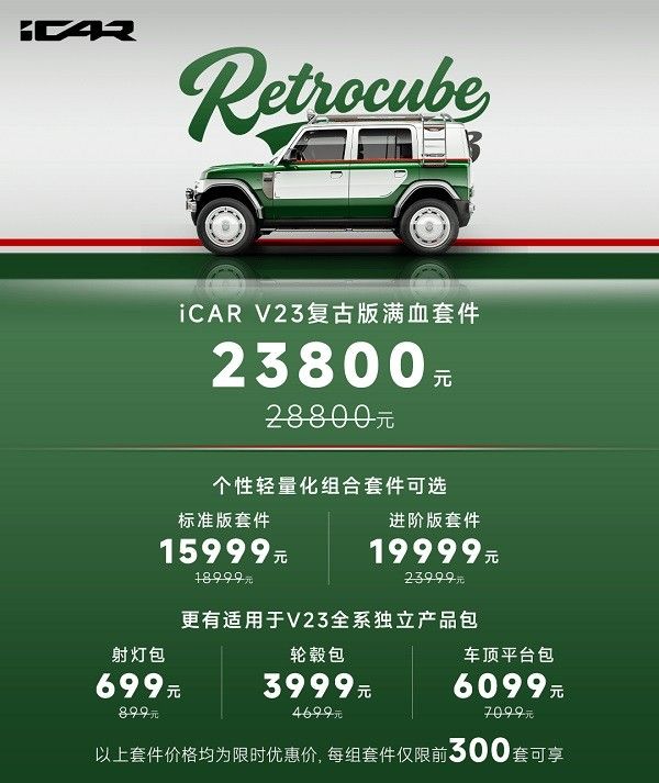 iCAR V23复古版多少钱改装新潮流复古版套件上市
