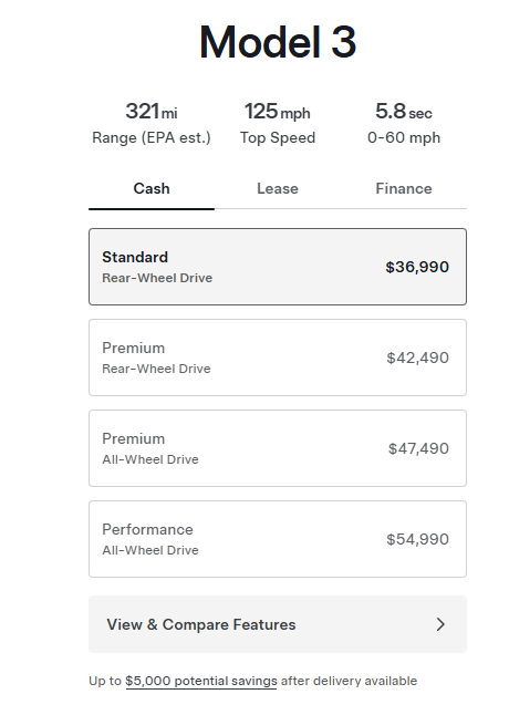 特斯拉推新Model 3/Y标准版股价大跌市值蒸发