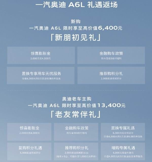 奥迪推出购车政策限时享至高35400元补贴/礼遇