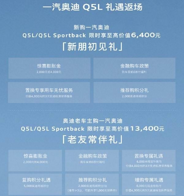 奥迪推出购车政策限时享至高35400元补贴/礼遇