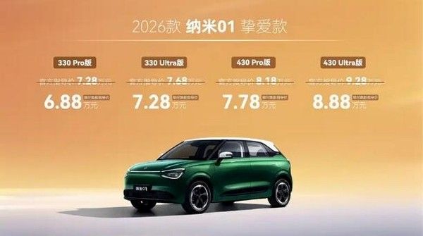 2026款纳米01正式上市价格限时5.88-8.88万元