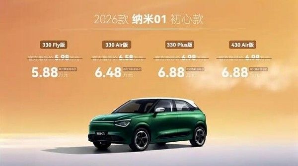 2026款纳米01正式上市价格限时5.88-8.88万元