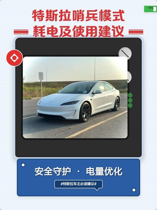 特斯拉哨兵模式一晚上耗多少电量