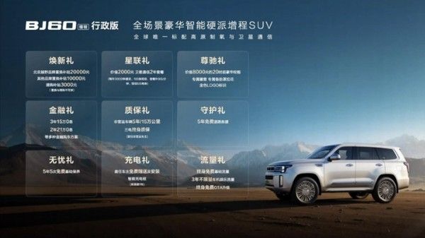 中大型硬派SUV北京越野BJ60增程行政版上市价格