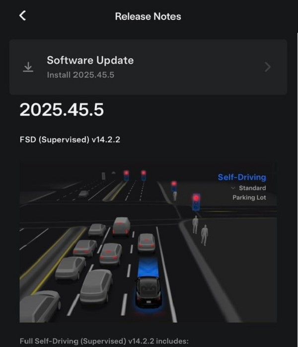 特斯拉推出FSD(监督版)v14.2.2版本优化驾驶辅助系统