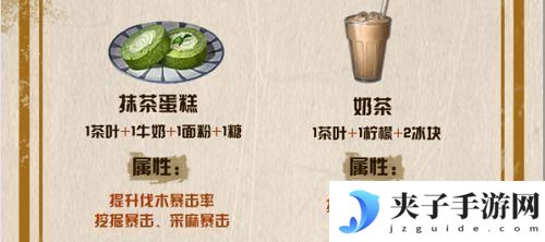 明日之后茶叶食谱配方大全