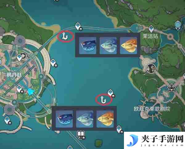 《原神》灰河渡手钓鱼地点分布图 灰河渡手精炼材料钓鱼点位攻略
