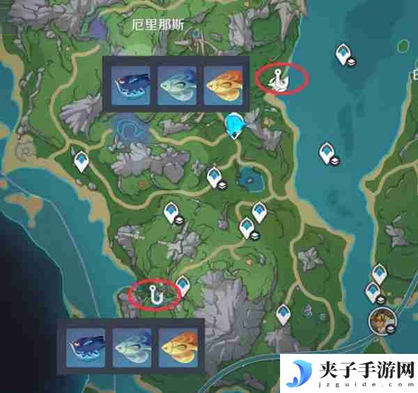 《原神》灰河渡手钓鱼地点分布图 灰河渡手精炼材料钓鱼点位攻略
