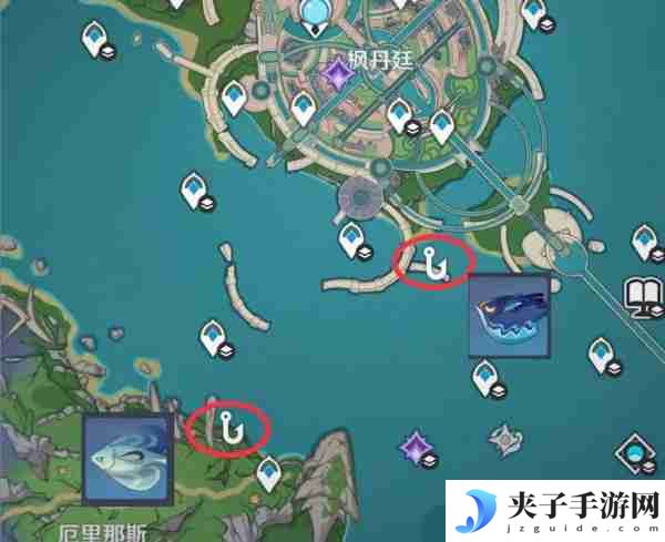 《原神》灰河渡手钓鱼地点分布图 灰河渡手精炼材料钓鱼点位攻略