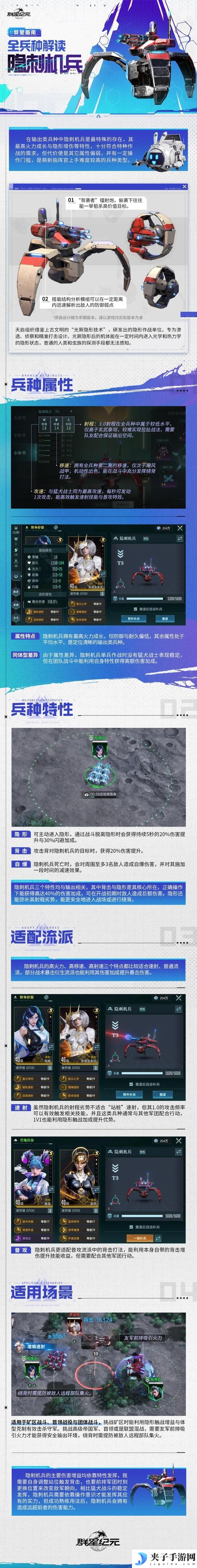 《群星纪元》异星指南丨隐刺机兵兵种解读，隐身背击增伤加高火力成长！