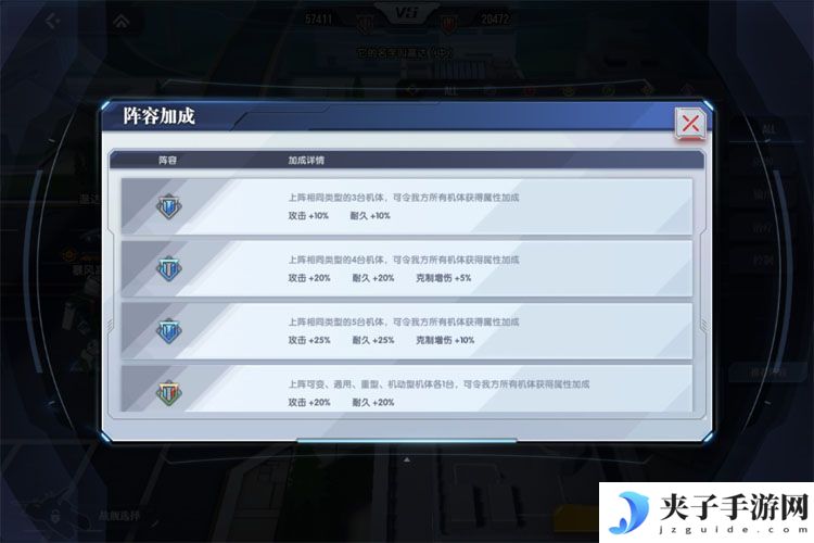 高达钢铁之诗--游戏玩法--机体阵容加成